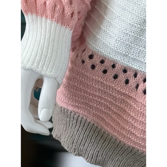 TRES CHIC Beautiful color block open front cardigan S M L XL - Picture 3 of 6